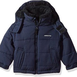 NWT London Fog Boys Big Hooded Bubble Sherpa Lined Jacket Size L/14-16 $120 3D41